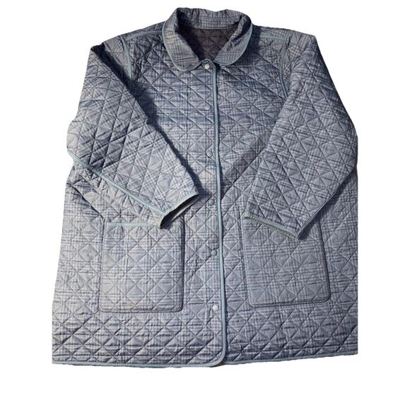 Lands End Jacket Womens Sz 3X Navy/ Blue Plaid Quilted Barn Chore Primaloft - Picture 7 of 9